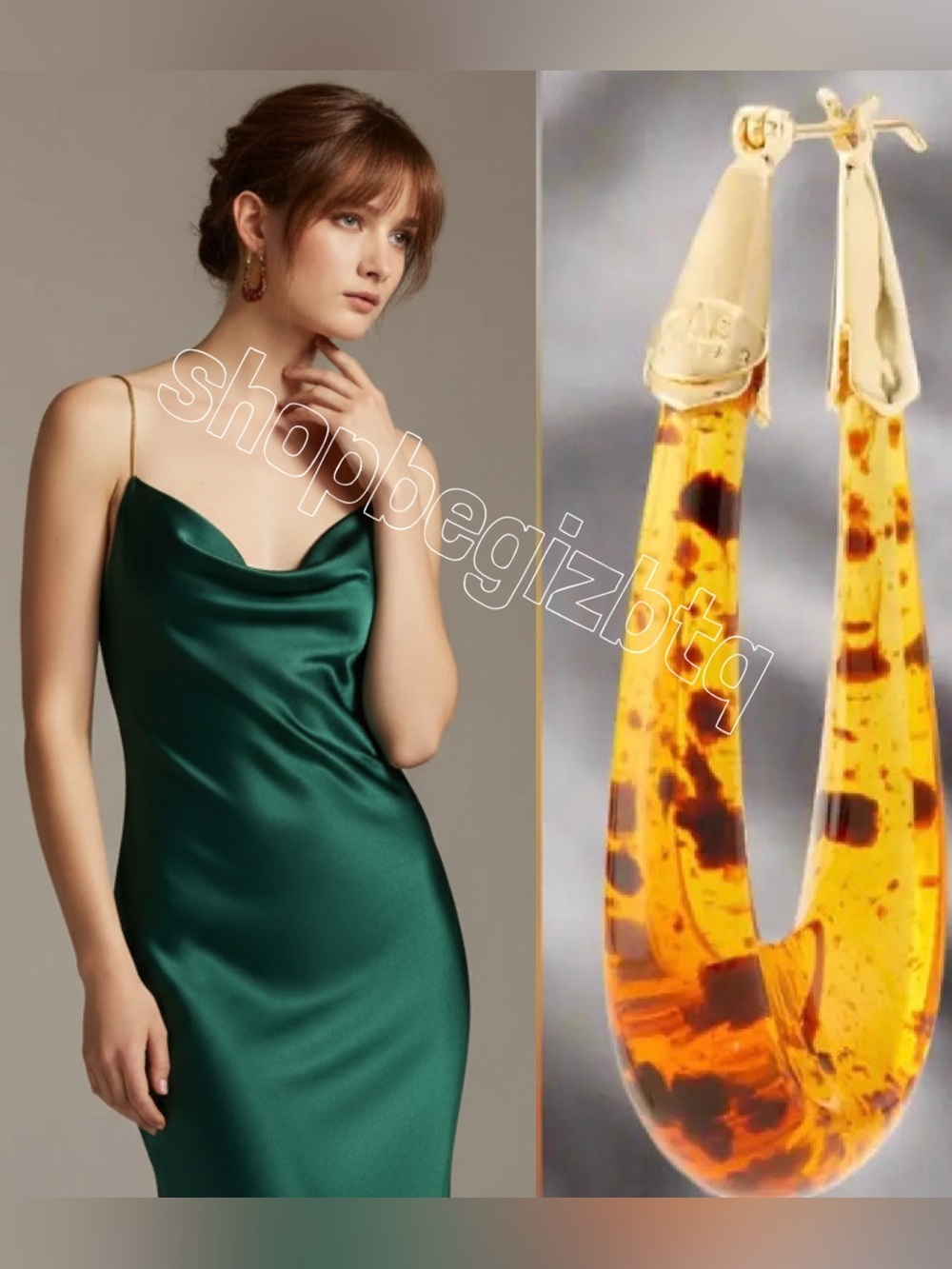 Authentic Gas Bijoux Ecume 24K Gold Plated & Acetate Elongated Gold Earrings NWT